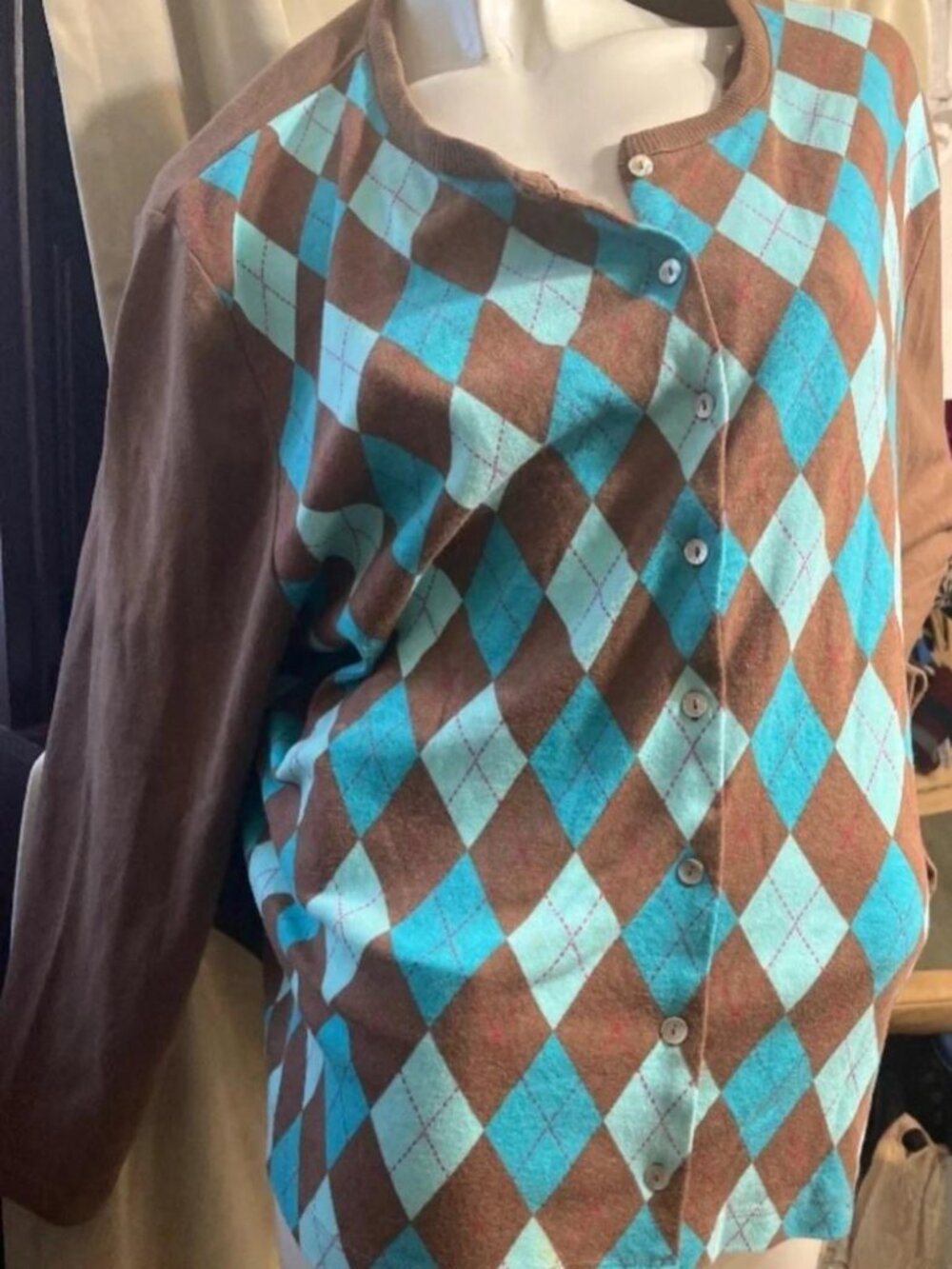 Soft As Butter light Argyle cardigan new